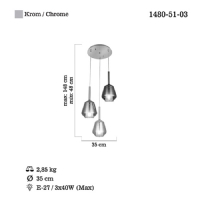 LUCEA 1480-51-03 ONDA 3 L KROM AVZE 3XE27