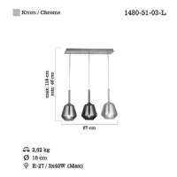 LUCEA 1480-51-03-L ONDA 3 L SIRALI KROM AVZE 3XE27