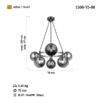 LUCEA 1500-75-06 RANKO 6 LI YUV.AVZE KOYU ALTIN 6xE27