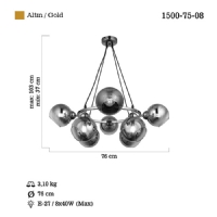 LUCEA 1500-75-08 RANKO 8 L YUV.AVZE KOYU ALTIN 8xE27