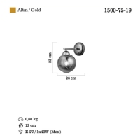 LUCEA 1500-75-19 RANKO TEKL APLK KOYU ALTIN 1xE27