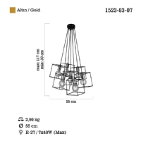 LUCEA 1523-83-07 MAKO 7 LI SIYAH/ALTIN AVIZE 7XE27