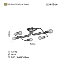 LUCEA  1526-73-16 SOFT 6 LI SIYAH/ANTIK LAK PLAFONYER 6XE27