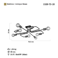 LUCEA 1526-73-18 SOFT 8 LI SIYAH/ANTIK LAK PLAFONYER 8XE27