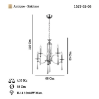 LUCEA 1527-52-06 AFREDO 6 LI ANTIK LAK AVIZE 6XE14