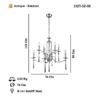 LUCEA 1527-52-08 AFREDO 8 LI ANTIK LAK AVIZE 8XE14