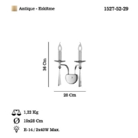 LUCEA 1527-52-29 AFREDO 2 LI ANTIK LAK APLIK 2XE14