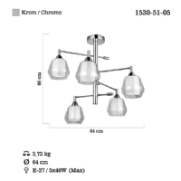 LUCEA 1530-51-05 PALMELA 5 LI KROM PLAFONYER 5XE27