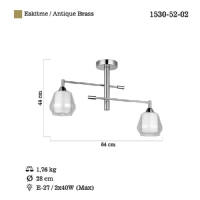 LUCEA 1530-52-02 PALMELA 2 LI ANTIK LAK PLAFONYER 2XE27