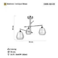 LUCEA 1530-52-03 PALMELA 3 LU ANTIK LAK PLAFONYER 3XE27