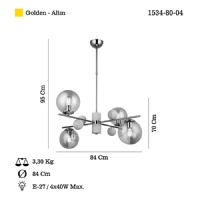 LUCEA 1534-80-04 TOPPO 4 LU ALTIN AVIZE 4XE27