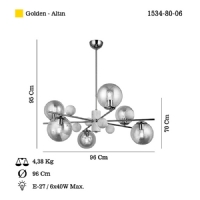 LUCEA 1534-80-06 TOPPO 6 LI ALTIN AVIZE 6XE27