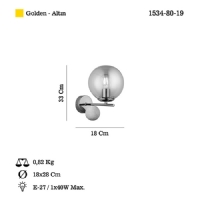 LUCEA 1534-80-19 TOPPO TEKLI ALTIN APLIK 1XE27