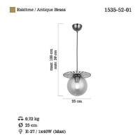 LUCEA 1535-52-01 SUNO TEKLI ANTIK LAK AVIZE 1XE27