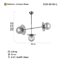 LUCEA 1535-52-03-L SUNO 3 LU ANTIK LAK SIRALI AVIZE 3XE27