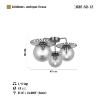 LUCEA 1535-52-13 SUNO 3 LU ANTIK LAK PLAFONYER 3XE27