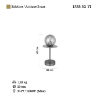 LUCEA 1535-52-17 SUNO TEKLI ANTIK LAK MASA LAMBASI 1XE27