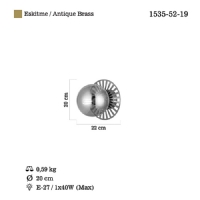 LUCEA 1535-52-19 SUNO TEKLI ANTIK LAK APLIK 1XE27