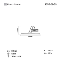 LUCEA 1537-51-35 PONA 35 CM LEDLI KROM APLIK 6W