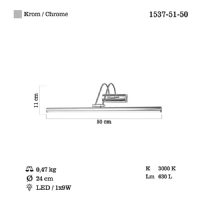 LUCEA 1537-51-50 PONA 50 CM LEDLI KROM APLIK 9W