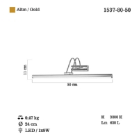 LUCEA 1537-80-50 PONA 50 CM LEDLI ALTIN APLIK 9W