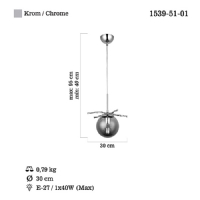 LUCEA 1539-51-01 LUMENO TEKLI KROM AVIZE 1XE27