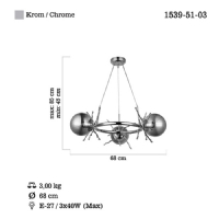 LUCEA 1539-51-03 LUMENO 3 LU KROM AVIZE 3XE27