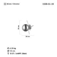 LUCEA 1539-51-19 LUMENO TEKLI KROM APLIK 1XE27