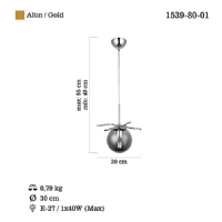 LUCEA 1539-80-01 LUMENO TEKLI ALTIN AVIZE 1XE27