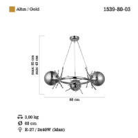 LUCEA 1539-80-03 LUMENO 3 LU ALTIN AVIZE 3XE27