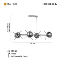 LUCEA 1539-80-04-L LUMENO 4 LU SIRALI ALTIN AVIZE 4XE27