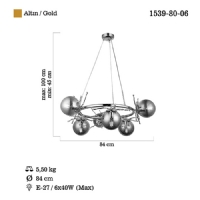 LUCEA 1539-80-06 LUMENO 6 LI ALTIN AVIZE 6XE27