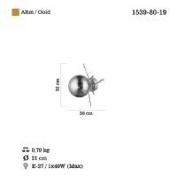 LUCEA 1539-80-19 LUMENO TEKLI ALTIN APLIK 1XE27