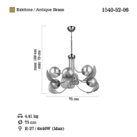 LUCEA 1540-52-06 PADOVA 3+3 ANTIK LAK AVIZE 6XE27