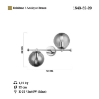 LUCEA 1543-52-29 ATRON 2 LI ANTIK LAK APLIK 2XE27