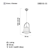 LUCEA 1552-51-11 LAMPON Q20 KROM TEKLI AVIZE 1XE27