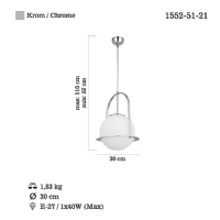 LUCEA 1552-51-21 LAMPON Q30 KROM TEKLI AVIZE 1XE27