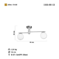 LUCEA 1555-80-12 CEKA 2 LI ALTIN-MERMER DS PLAFONYER 2XE27