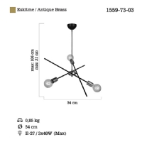 LUCEA 1559-73-03 OPA 3 LU ANTIK LAK-SIYAH AVIZE 3XE27