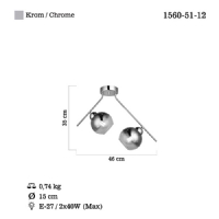 LUCEA 1560-51-12 GEMO 2 LI KROM PLAFONYER 2XE27