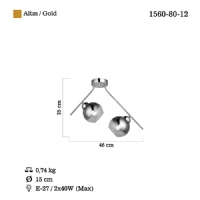 LUCEA 1560-80-12 GEMO 2 LI ALTIN PLAFONYER 2XE27