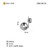 LUCEA 1561-80-19	BERA TEKLI ALTIN APLIK 1XE27