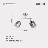 LUCEA 1563-51-12	RAYO 2 LI KROM PLAFONYER 2XE27