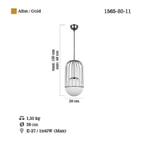 LUCEA 1565-80-11	CAPOLA Q20 ALTIN TEKLI AVIZE 1XE27