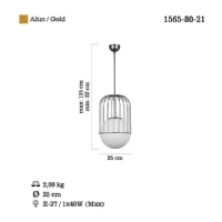 LUCEA 1565-80-21 CAPOLA Q25 ALTIN TEKLI AVIZE 1XE27