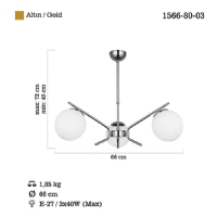 LUCEA 1566-80-03 PETOS 3 LU ALTIN SARKIT AVIZE 3XE27