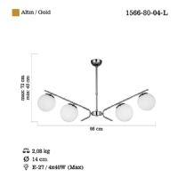 LUCEA 1566-80-04-L PETOS 4 LU ALTIN SIRALI AVIZE 4XE27