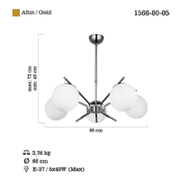 LUCEA 1566-80-05 PETOS 5 LI ALTIN SARKIT AVIZE 5XE27