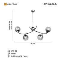 LUCEA 1567-80-04-L HEDRA 4 LU ALTIN SIRALI AVIZE 4XE27