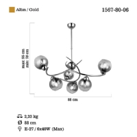 LUCEA 1567-80-06 HEDRA 6 LI ALTIN SARKIT AVIZE 6XE27